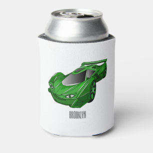 Enfriador De Latas Autobús deportivo verde con ilustracion aéreo