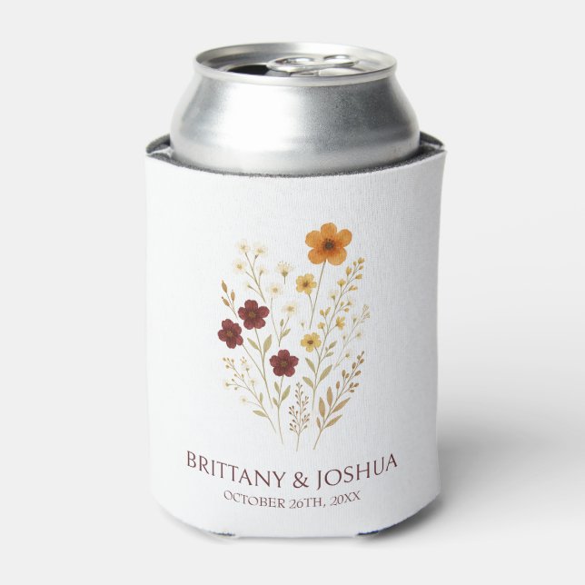 Enfriador De Latas Autumn Wildflower Elegant Boho Boda (Lata Anverso)