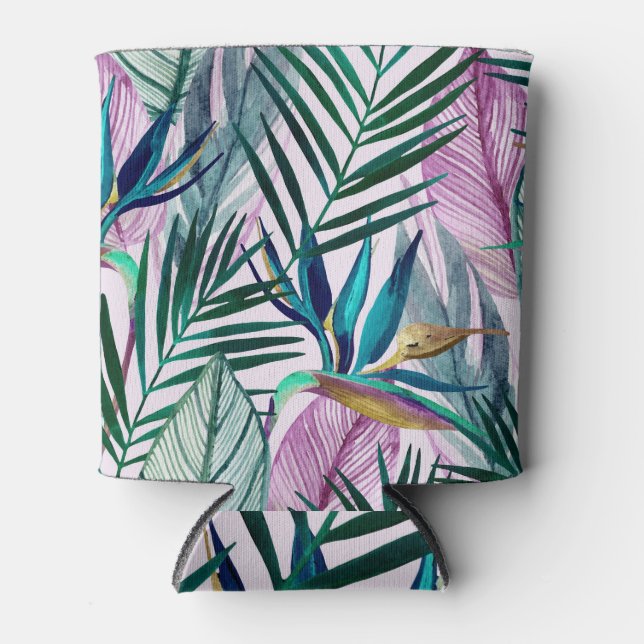 Enfriador De Latas Ave del paraíso tropical, patrón acuático (Anverso)
