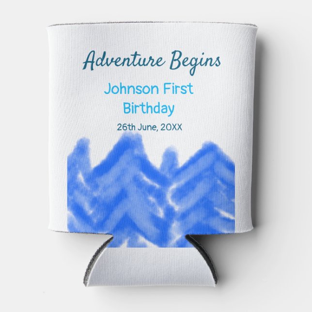 Enfriador De Latas Aventura azul Aqua empieza la primera montaña de c (Anverso)