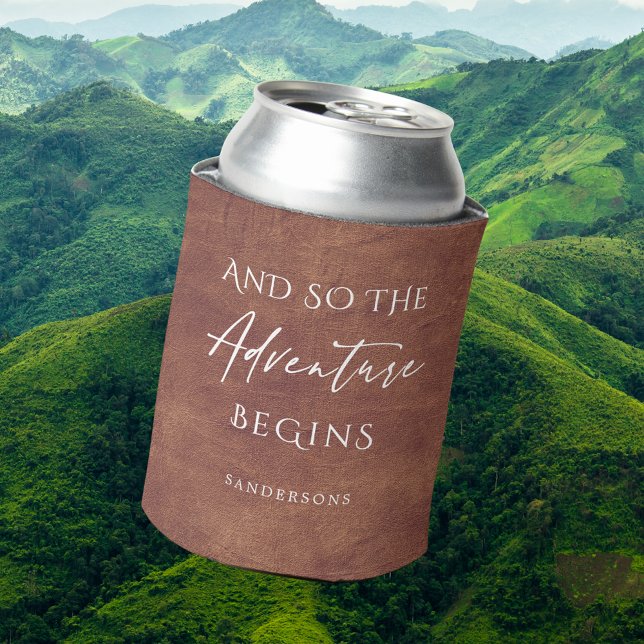 Enfriador De Latas Aventura de cuero marrón personalizada (Subido por el creador)