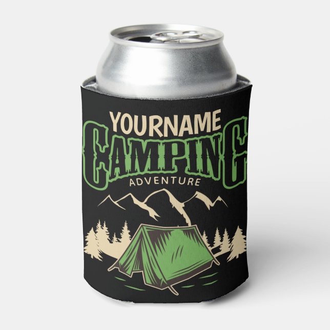 Enfriador De Latas Aventura personalizada de camping en campamento fa (Lata Anverso)