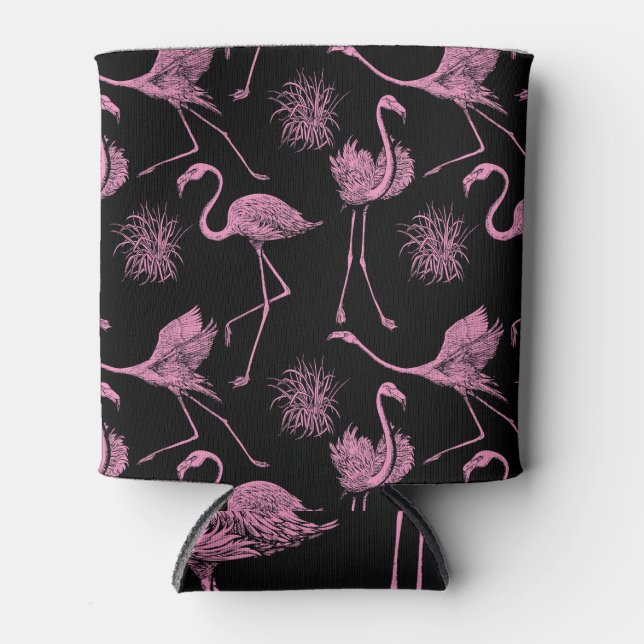 Enfriador De Latas Aves abstractas: Patrón de moda monocromo (Anverso)