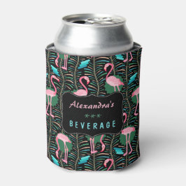 Enfriador De Latas Aves de flamenco de 20 años Patrón de helechos de 