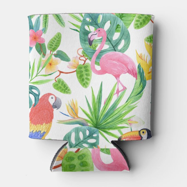 Enfriador De Latas Aves exóticas, acuarela de selva tropical sin cost (Anverso)