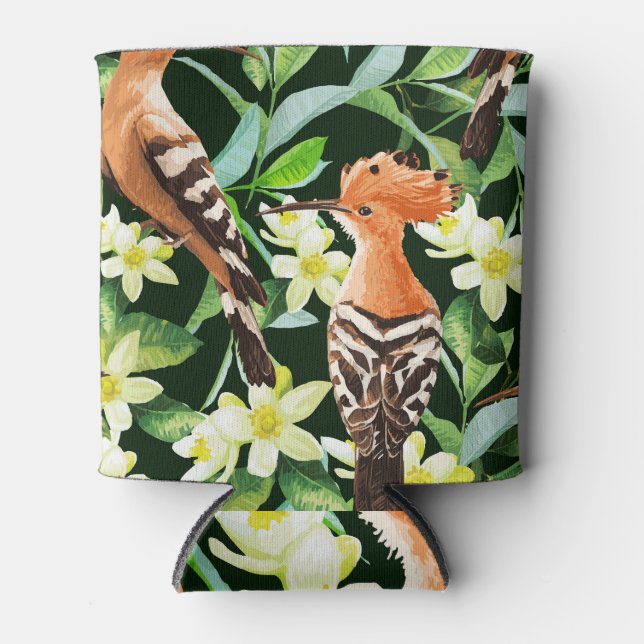 Enfriador De Latas Aves exóticas: Impresión de cosecha tropical (Anverso)