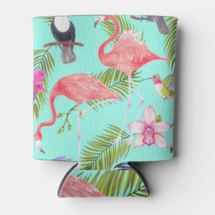 Enfriador De Latas Aves tropicales: acuarela sin soldadura.