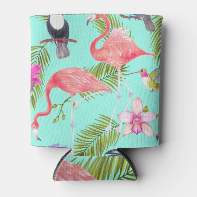 Enfriador De Latas Aves tropicales: acuarela sin soldadura. (Anverso)