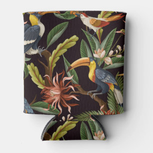 Enfriador De Latas Aves tropicales: Hojas y flores de época