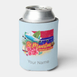 Enfriador De Latas Avión de Isla Vintage del Caribe Retro de San Mart