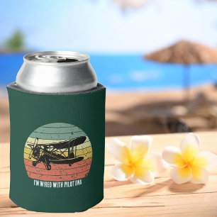 Enfriador De Latas Avión Guay y puesta de sol, estilo retro vintage,P