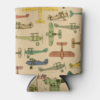 Enfriador De Latas Aviones retro: Patrón de cosecha craqueada.