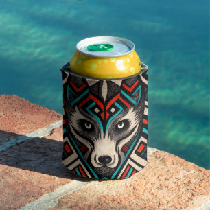 Enfriador De Latas Aztec Wolf Face