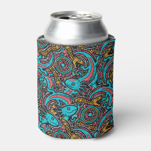 Enfriador De Latas Azteca Axolotl Xolotl Patrón Tribal mitología boho