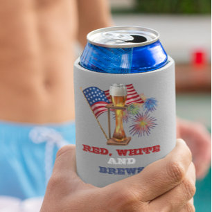 Enfriador De Latas Azul Blanco Rojo serpentea cerveza el 4 de julio