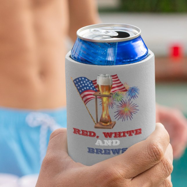 Enfriador De Latas Azul Blanco Rojo serpentea cerveza el 4 de julio (Subido por el creador)