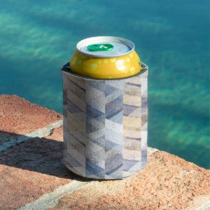 Enfriador De Latas azul claro texturizado, zigzag beige