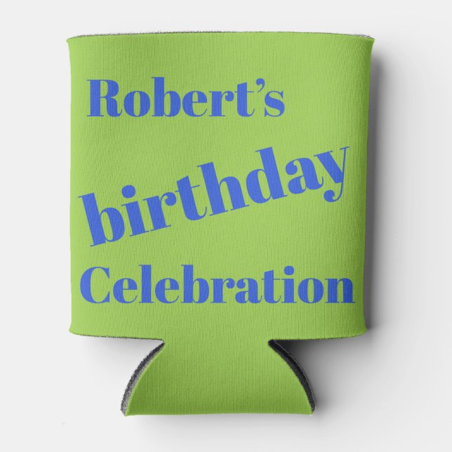 Enfriador De Latas Azul Negrita En La Fiesta De Cumpleaños Verde Lime (Anverso)