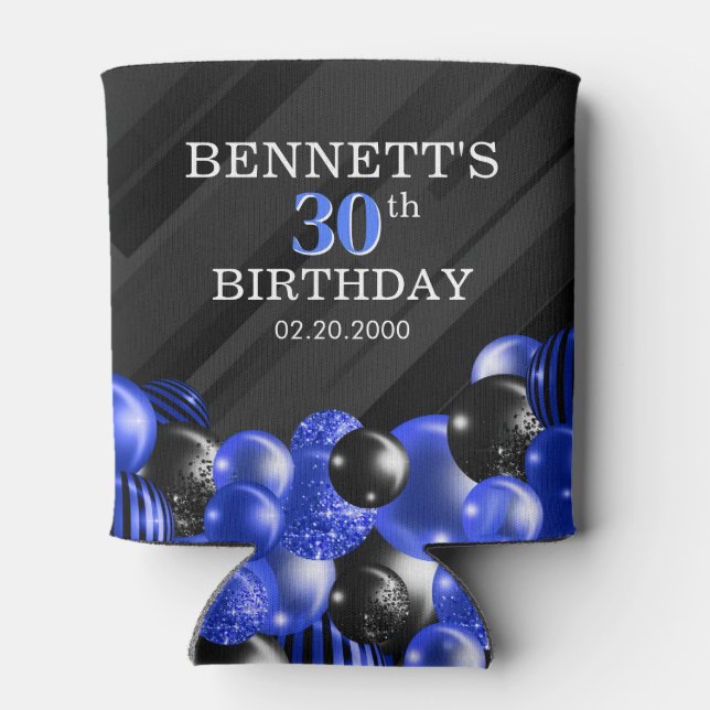 Enfriador De Latas Azul negro globos (Reverso)
