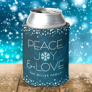 Enfriador De Latas Azul Paz Alegría Amor Fiesta Audaz Moderna Copo de