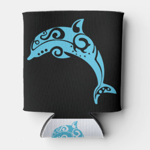 Enfriador De Latas Azul tribal del tatuaje del delfín maorí - idea