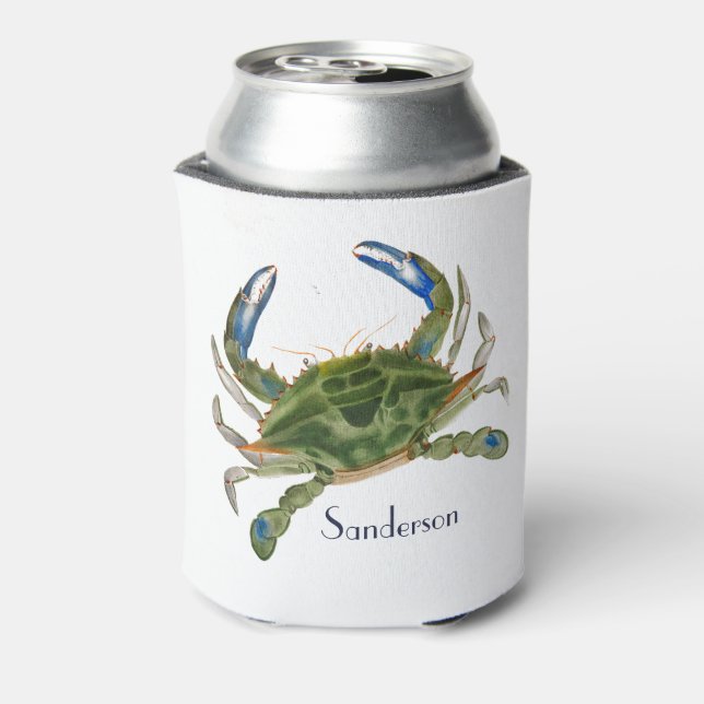 Enfriador De Latas Azul y verde cangrejo (Reverso de la lata)