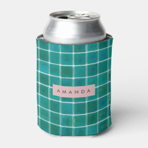 Enfriador De Latas Azulejo de Mosaico de Vidrio Azul Aqua Personaliza