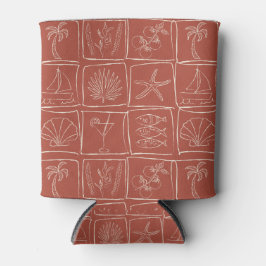 Enfriador De Latas Azulejo Mediterráneo Costero Caprichoso Terracota