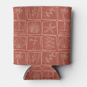 Enfriador De Latas Azulejo Mediterráneo Costero Caprichoso Terracota