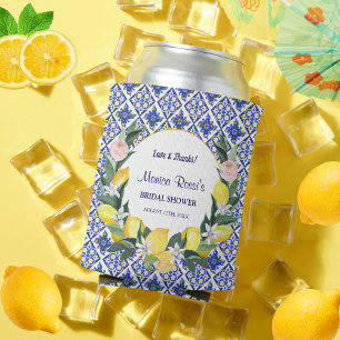 Enfriador De Latas Azulejos Italianos Limón Azul Nombre de Fiesta de 