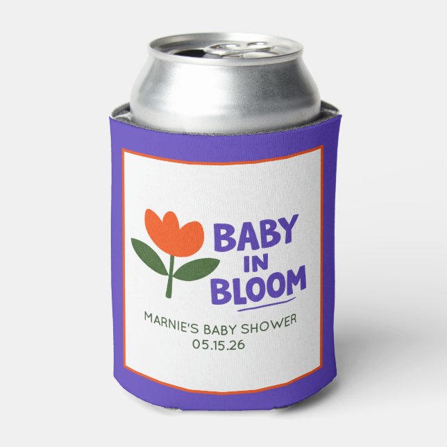 Enfriador De Latas Baby in Bloom Tulip Trendy Modern Baby Shower (Lata Anverso)