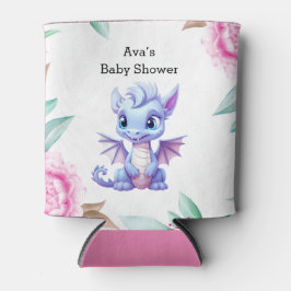 Enfriador De Latas Baby Shower, Chica de peones de dragones morados y