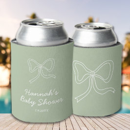 Enfriador De Latas Baby Shower Favorito de Cinta Verde Sage personali