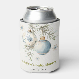 Enfriador De Latas Baby Shower Minimal Blue Winter Chirstmas Boy