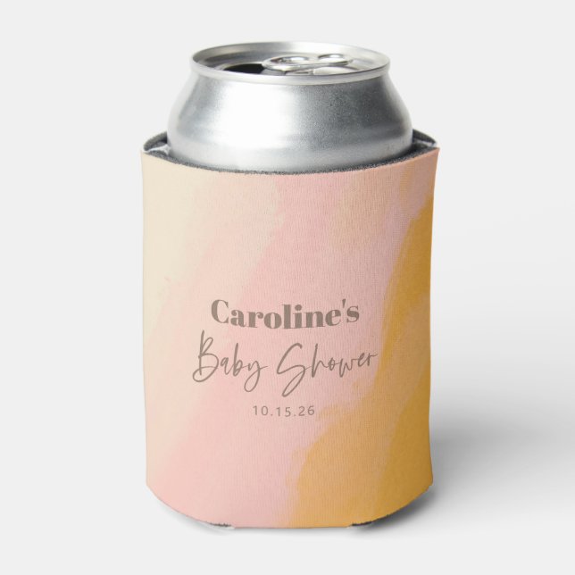 Enfriador De Latas Baby Shower Personalizado de guiones amarillos ros (Lata Anverso)