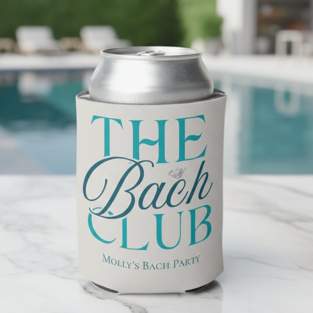 Enfriador De Latas Bach Club Moderna Fiesta de Bachelorette Azul (Bach Club Modern Simple Blue Bachelorette Party Can Cooler)
