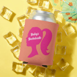 Enfriador De Latas Bachelorette Naranja y rosa fiesta