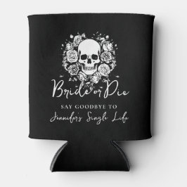 Enfriador De Latas Bachelorette Party Skull Roses Black Bride or Die
