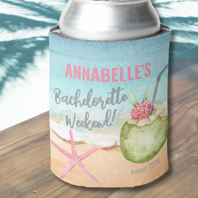 Enfriador De Latas Bachelorette Party Weekend Cute Beach (Cute Beach Bachelorette Party Weekend Cocktail Can Cooler )