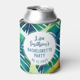 Enfriador De Latas Bachelorette Personalizado de acuarela tropical