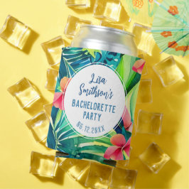 Enfriador De Latas Bachelorette Personalizado de acuarela tropical