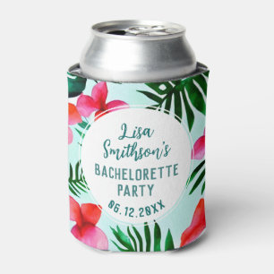 Enfriador De Latas Bachelorette Personalizado de acuarela tropical