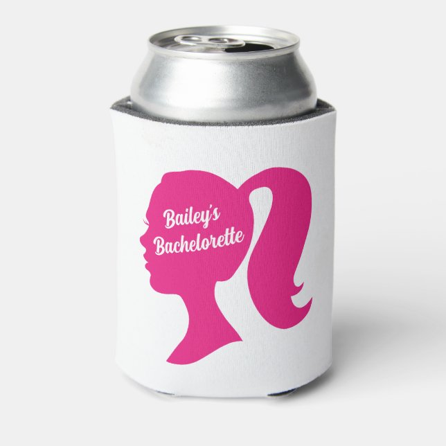 Enfriador De Latas Bachelorette rosa fiesta (Reverso de la lata)