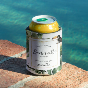 Enfriador De Latas Bachelorette Tropical Palms   Monograma