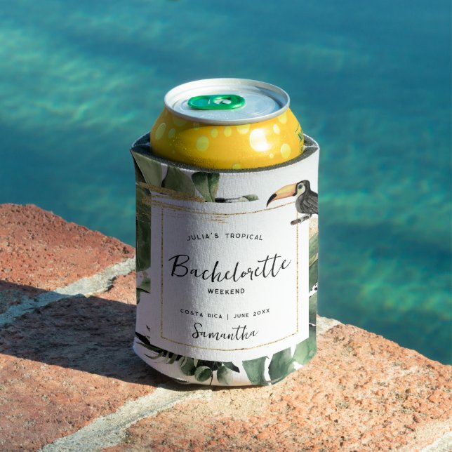 Enfriador De Latas Bachelorette Tropical Palms | Monograma (Piscina in situ)