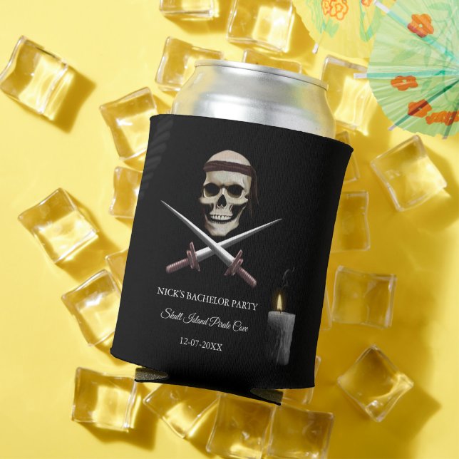 Enfriador De Latas Bachiller/cumpleaños con tema pirata náutico (Verano in situ)