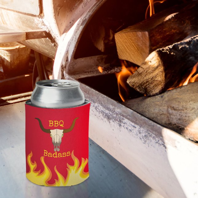 Enfriador De Latas Badass de barbacoa de cráneo de vaca flamantemente (Subido por el creador)