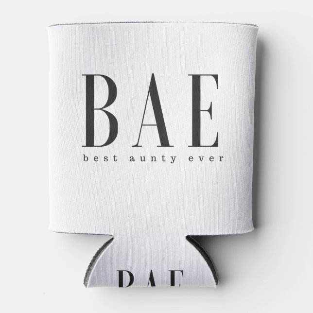 Enfriador De Latas BAE mejor tía que nunca logo blanco negro (Anverso)