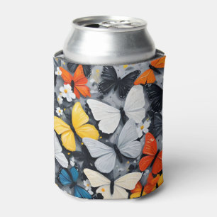 Enfriador De Latas Bailando arte acrílico de mariposa colorida,