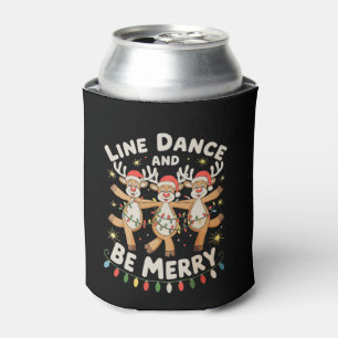 Enfriador De Latas Baile en línea de renos y luces de Feliz Navidad
